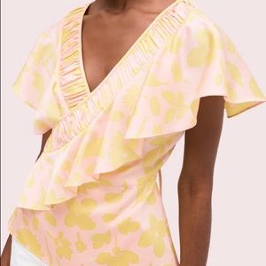 Kate Spade Floral “Splash” Wrap Top- New